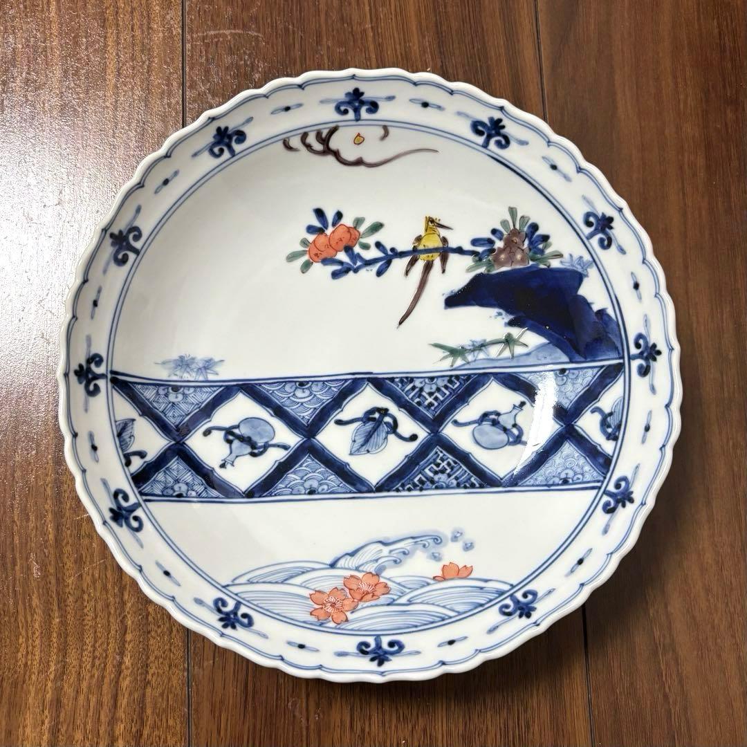 九谷焼　山本長左　花鳥風月 陶器皿 20cm