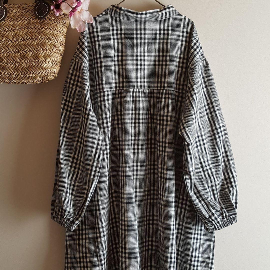 新品　SM2☆切替ギャザー綿シャツワンピース