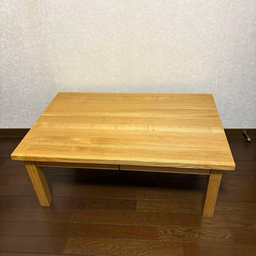 【美品】無印良品 無垢材 ローテーブル 引出し