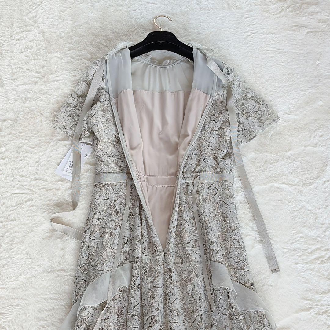 新品タグ付き✨【スナイデル】 シフォンフリルレースドレス リボン ミント 1 M