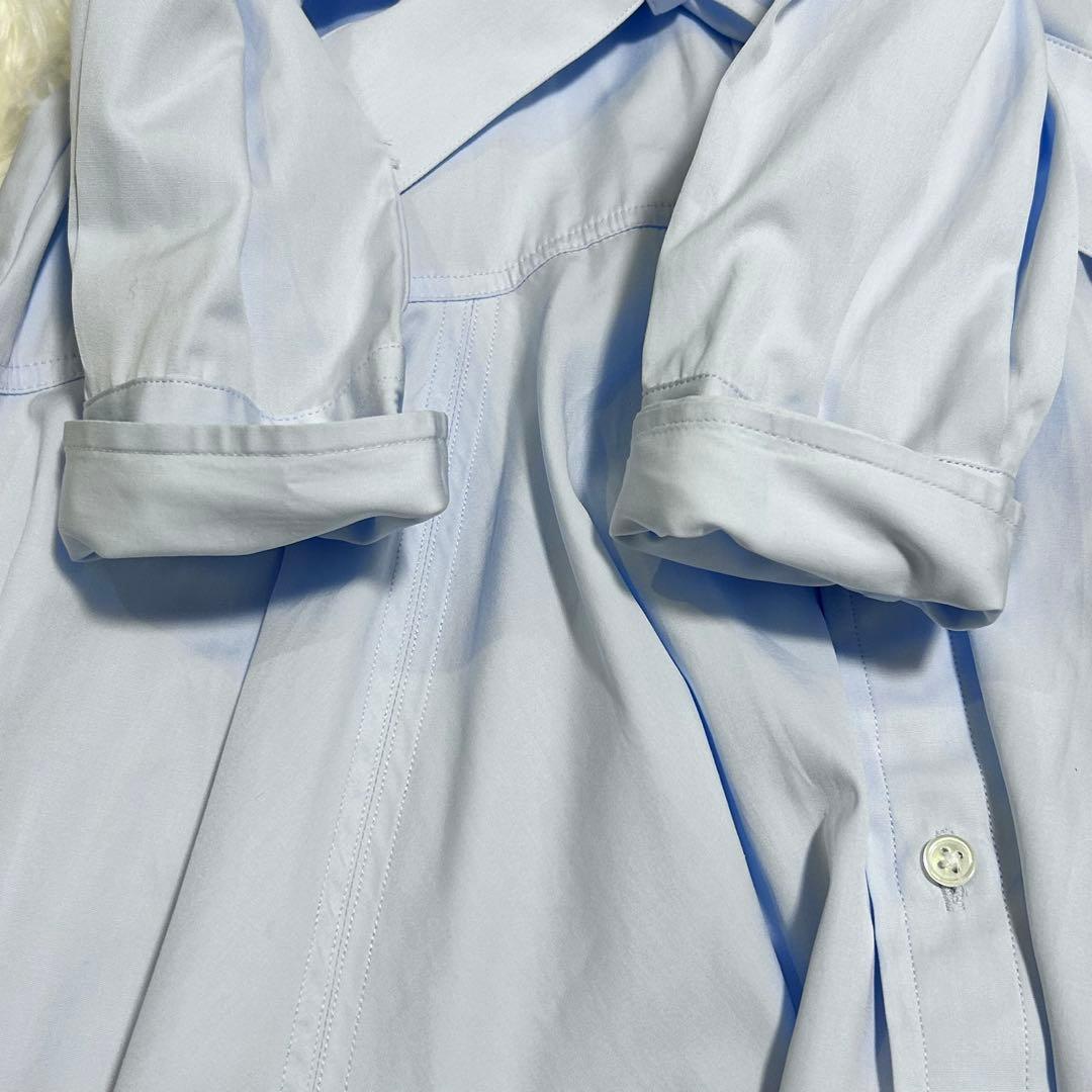 専用　ポロラルフローレン　シャツワンピース　リボン　水色　フレア　綿　S
