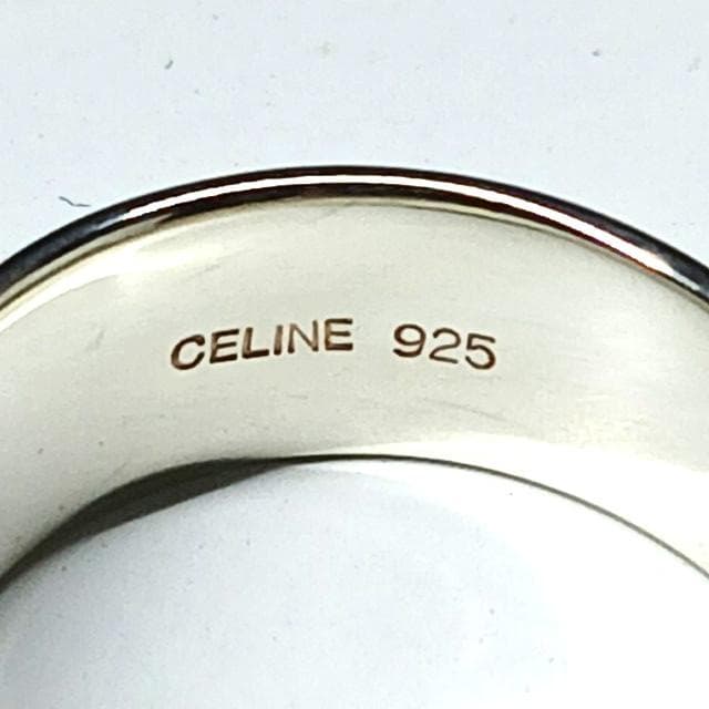セリーヌ 新品仕上げ済み 極美 リング ロゴ ラインストーン シルバー925