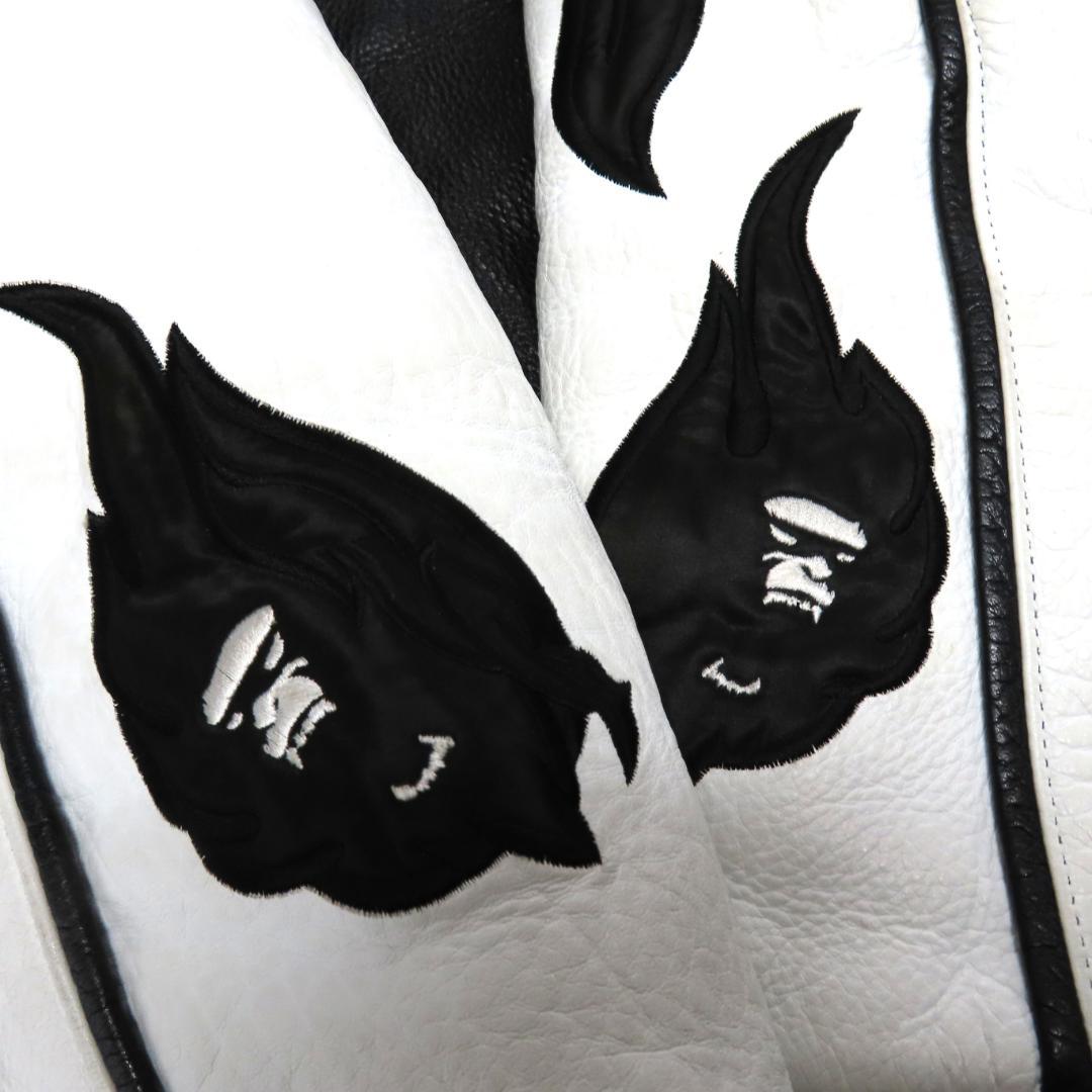 90s A BATHING APE 牛革 レザー ファイヤーパターン ジャケット