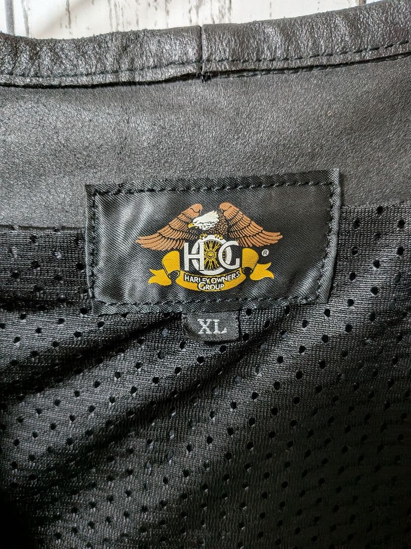 ハーレーオーナーズグループ　レザーベスト　装飾　ワッペン　バッジ　XL　HOG