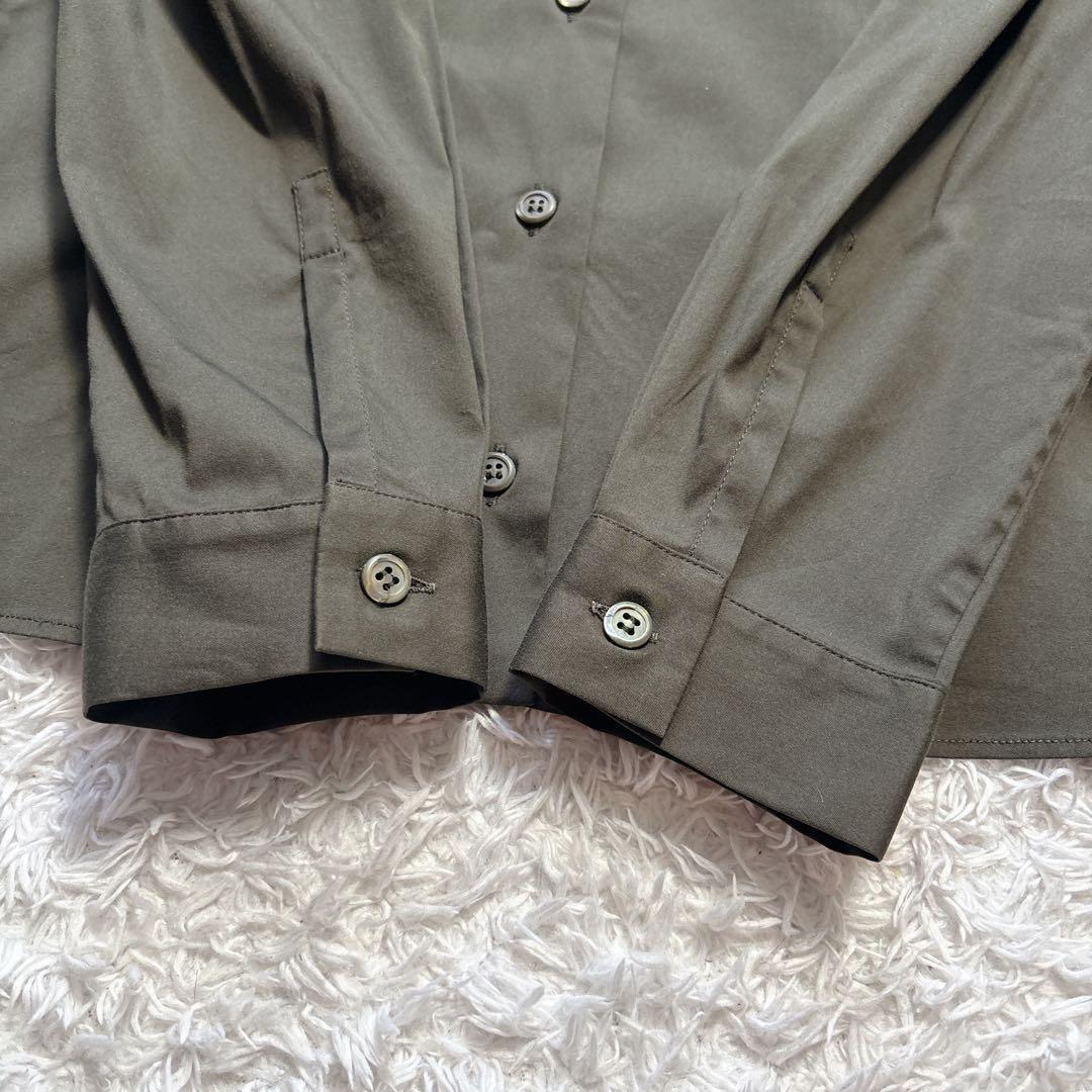 【美品】プラダ フリルレース デザイン ブラウス カーキ ストレッチ 42