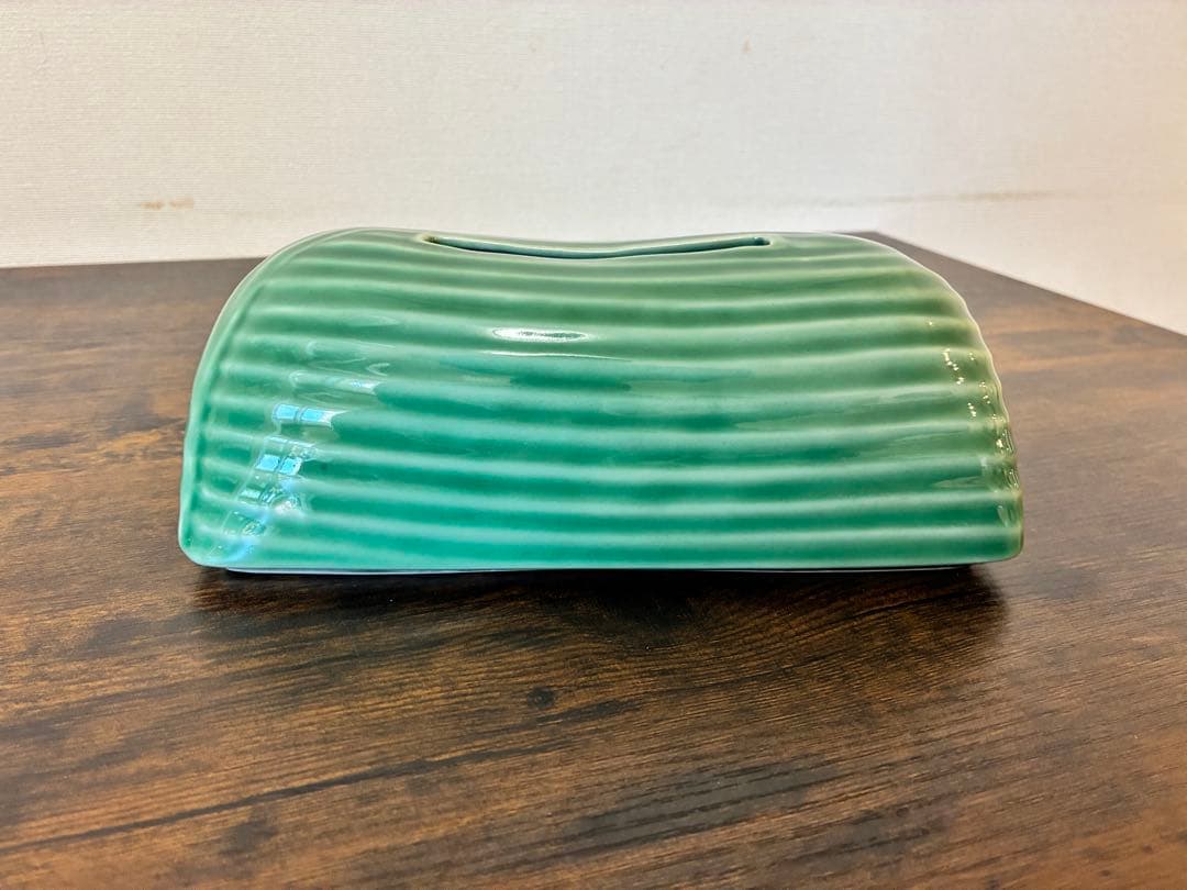 ジェンガラケラミック ティッシュケース グリーン 陶器 バリ ティッシュボックス