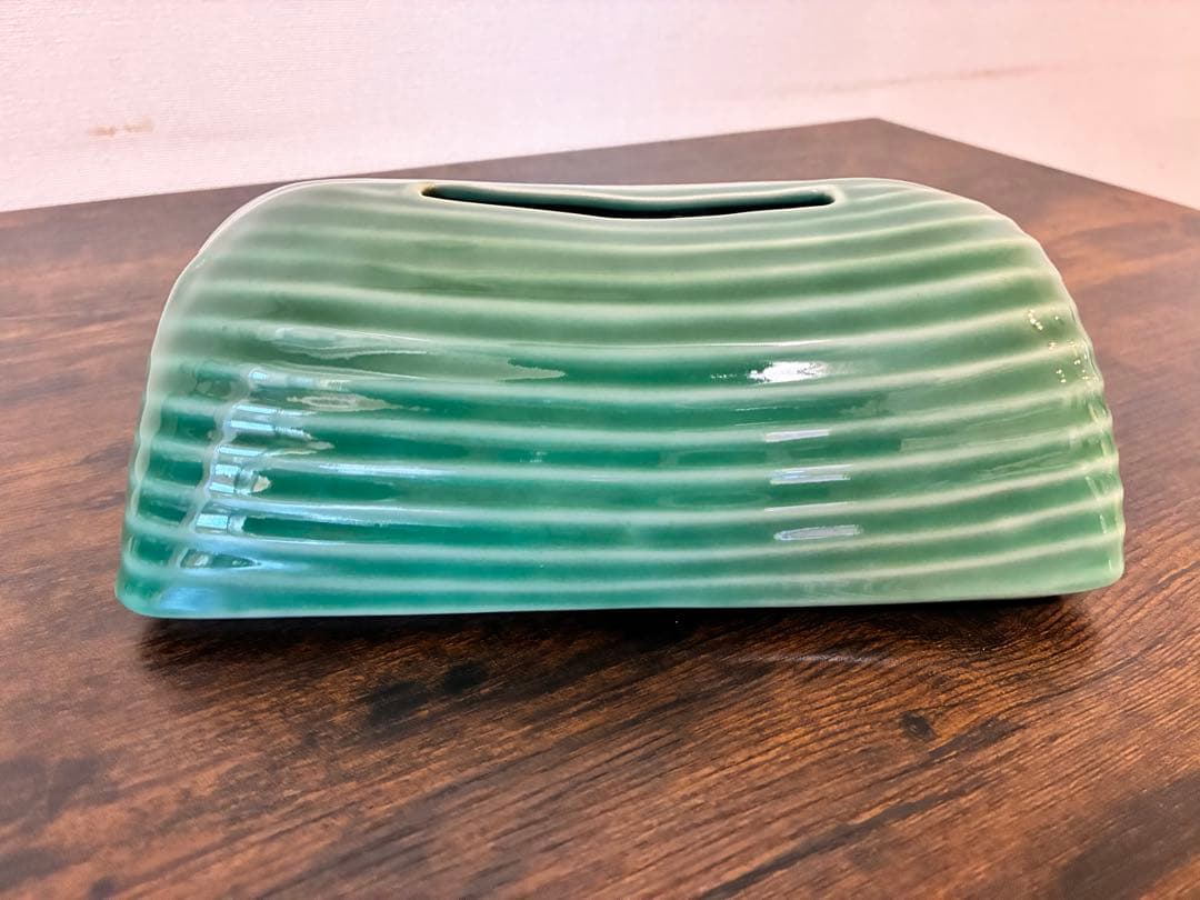 ジェンガラケラミック ティッシュケース グリーン 陶器 バリ ティッシュボックス