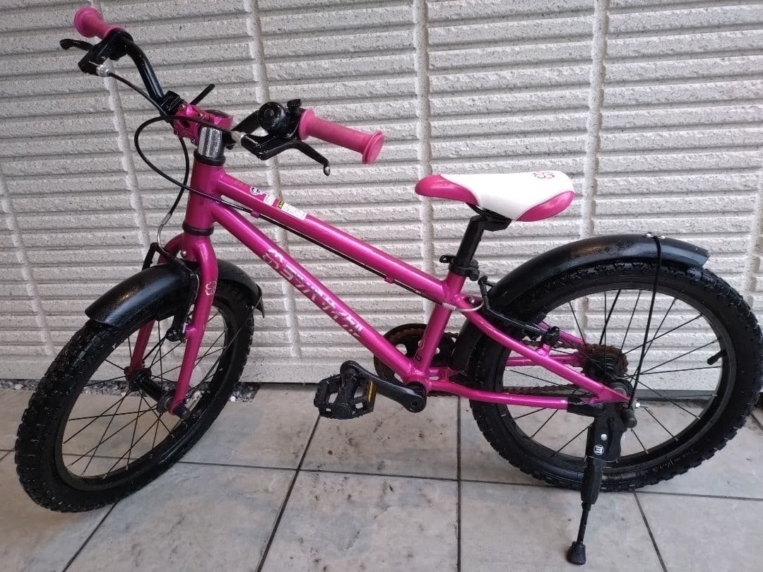 ヨシバサイクル 子供用自転車 18インチ ピンク　水よけオプション付　補助輪有