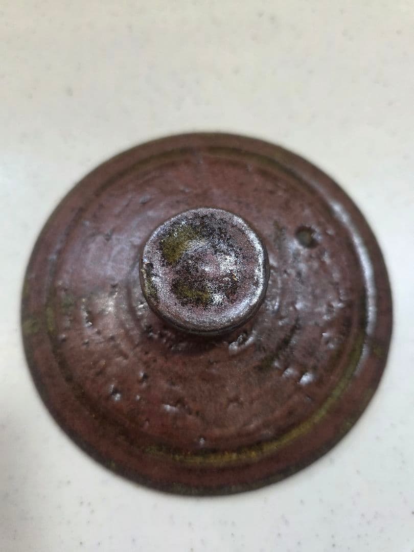 耐熱ミルクジャグ　蓋付き　赤茶　■美品■