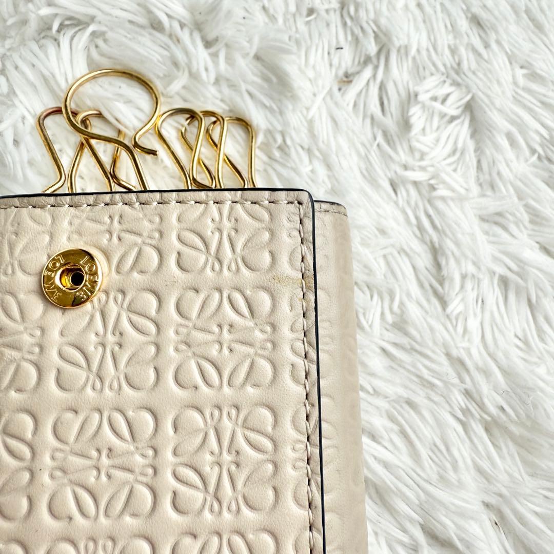 【美品】 LOEWE ロエベ リピートアナグラム 6連キーケース ベージュ