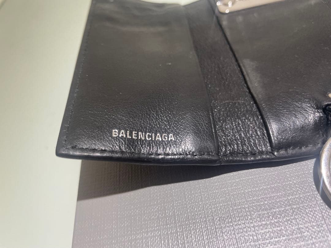 BALENCIAGA レザー キーケース ロゴ 6連フック キーリング付き