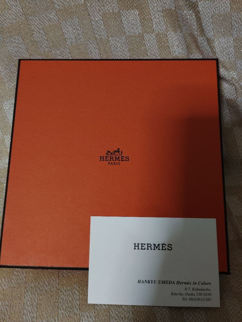 HERMES エルメス タオルハンカチ オレンジ
