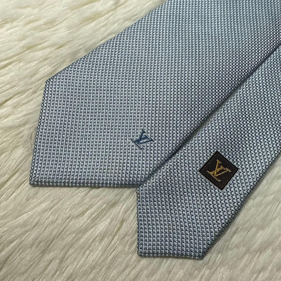 【美品】LOUIS VUITTON ネクタイ　高級シルク　ロゴ　ジャガード