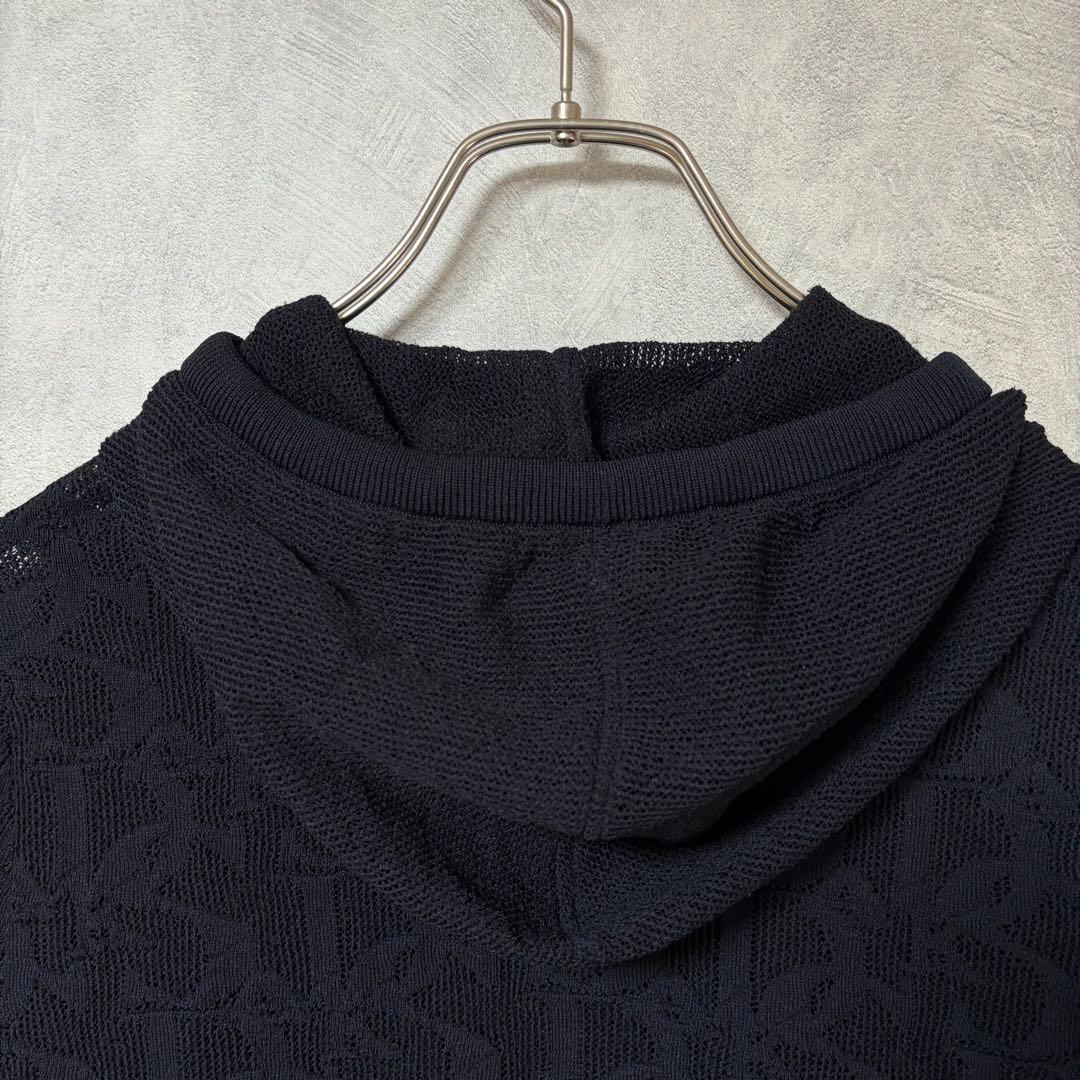 DAKS ネイビー フルジップ ロゴ パーカー シースルー 40 極美品