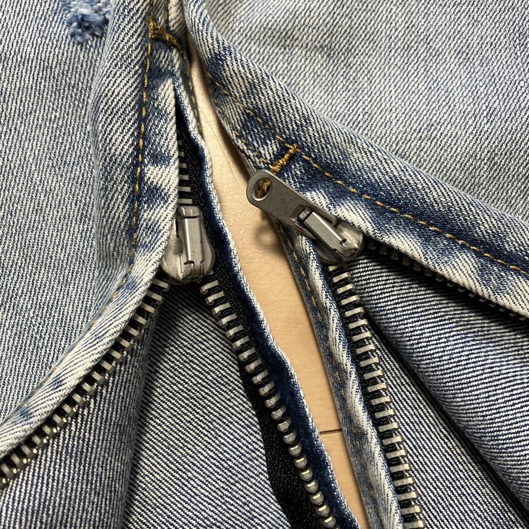 SAPEur サプール デストロイダメージサイドジップスリムストレートデニム