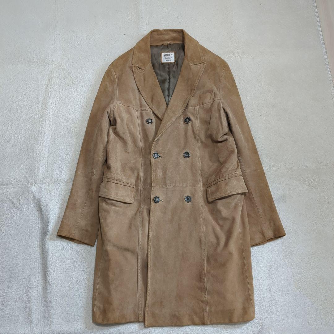 EMMETI レザーコート ダブル ベージュ 山羊革 48サイズ スエード