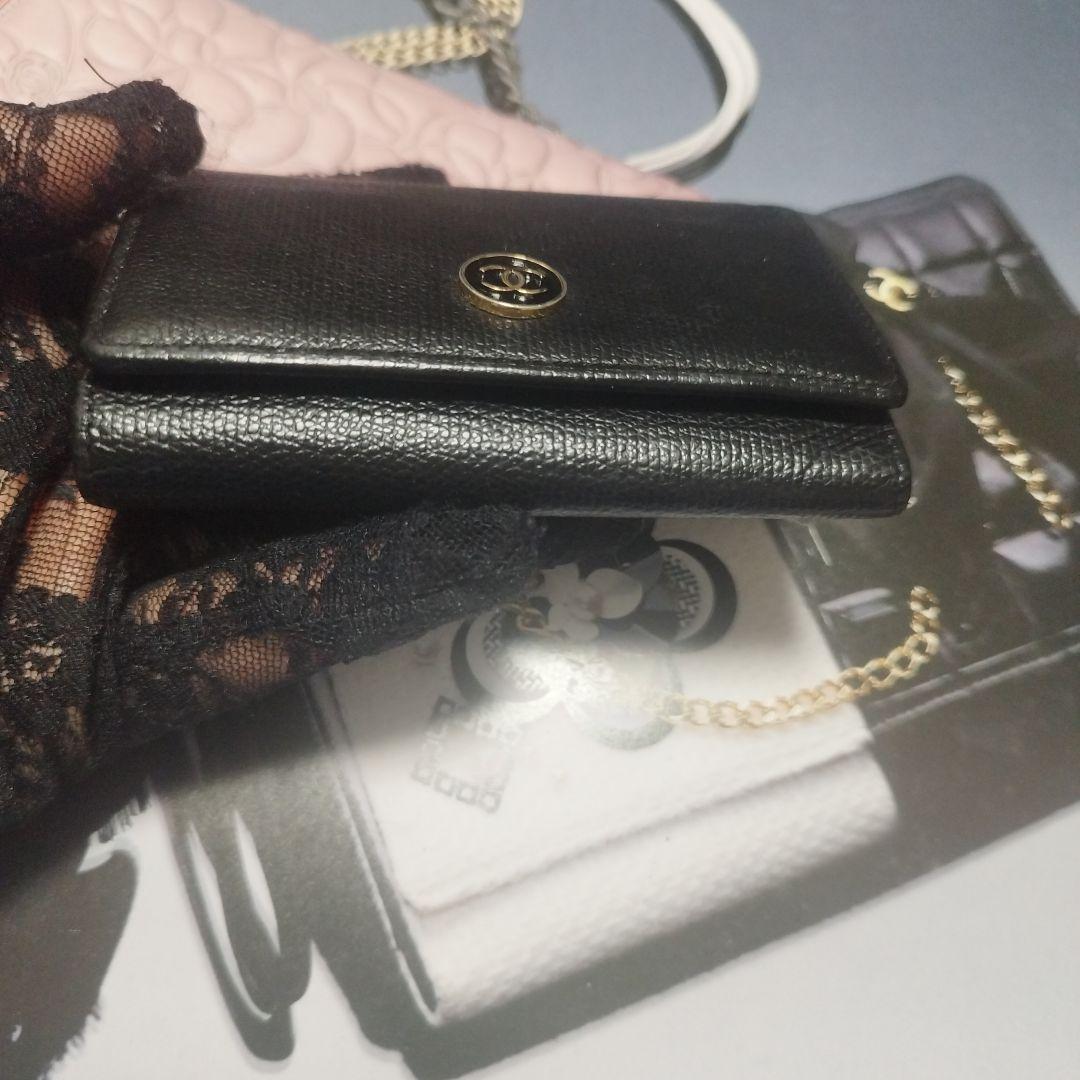 CHANEL ブラックレザーキーケース