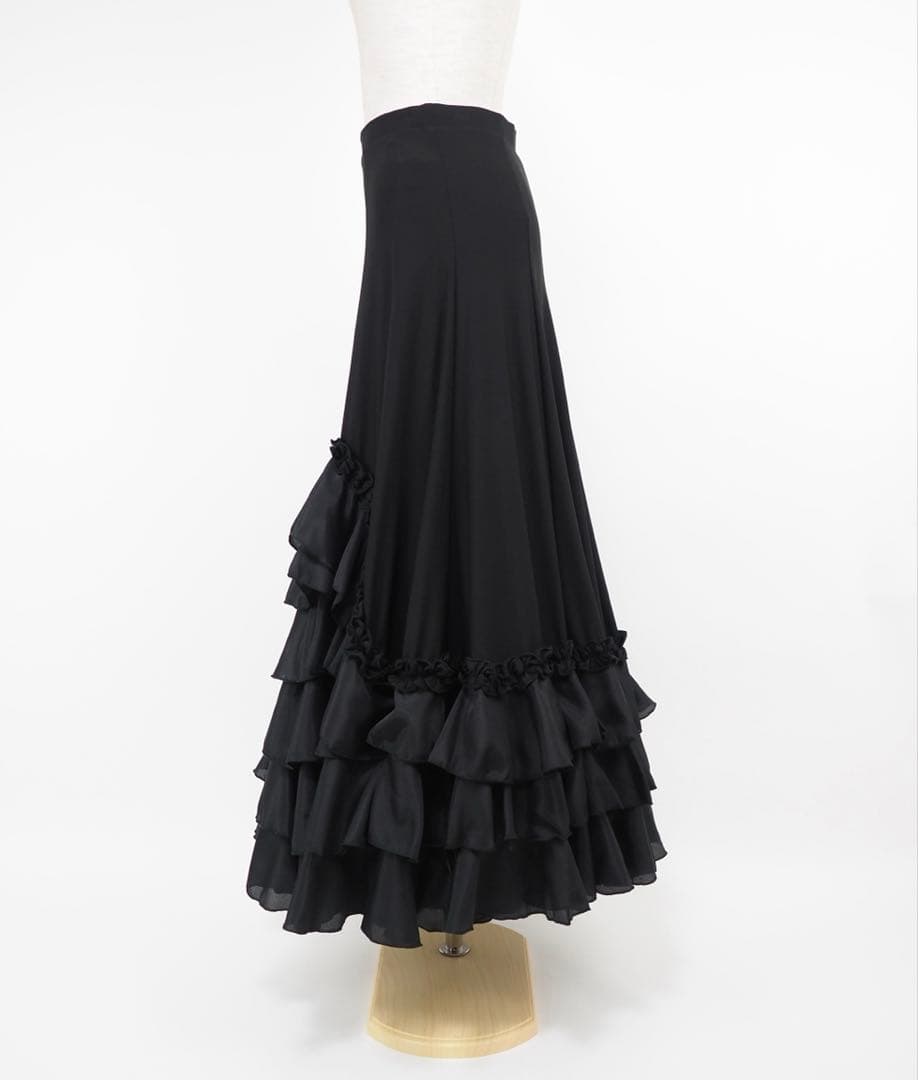 フラメンコ　ファルダ　新品　黒　レッスンファルダ　フラメンコ衣装　Leirena