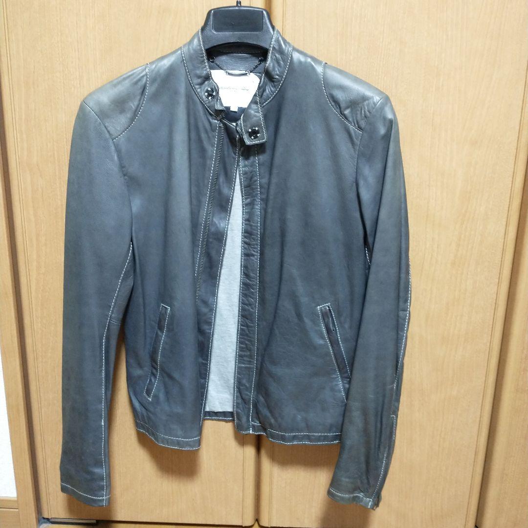BEAMS ブルー レザージャケット シープ革