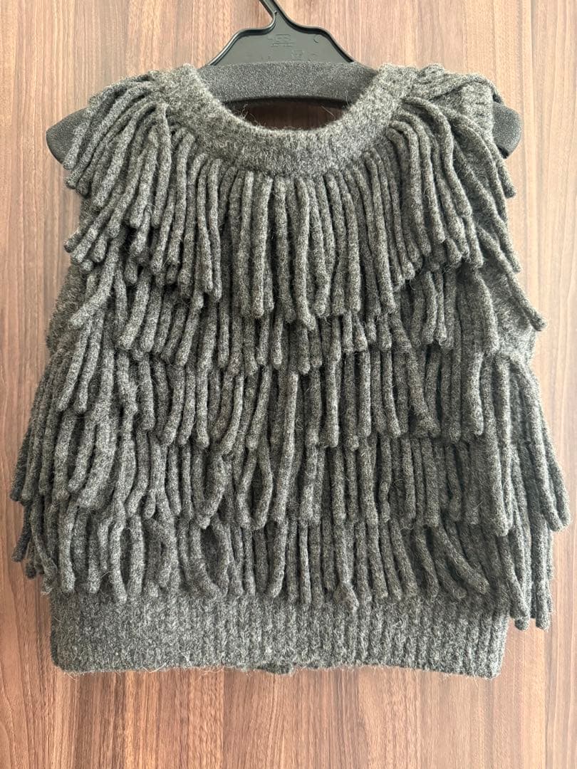 トップス Clane W FACE FRINGE KNIT VEST
