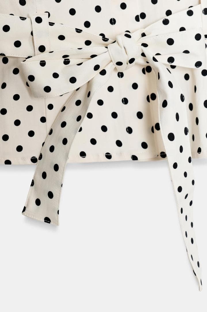 新品‼ ZARA ドット柄シャツジャケット 水玉 白色 黒色 L
