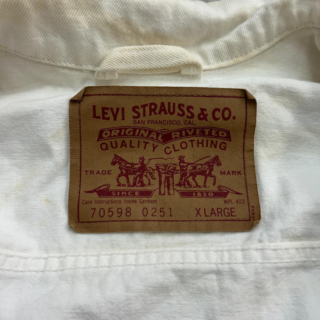 グ*ン様 90s　USA製　Levi's　デニムジャケット　XL　ホワイト　無地