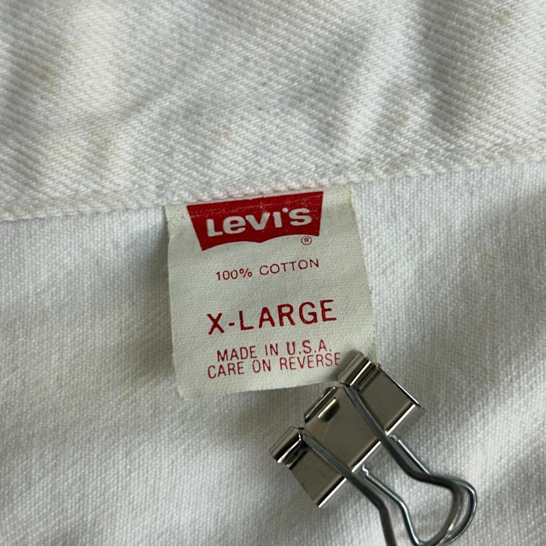 グ*ン様 90s　USA製　Levi's　デニムジャケット　XL　ホワイト　無地