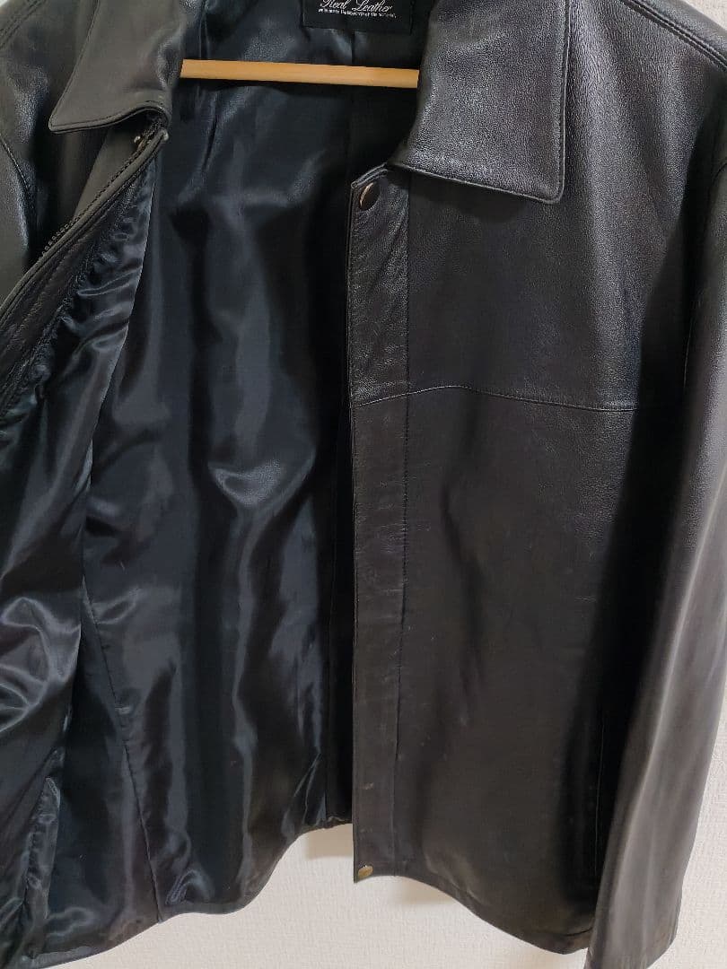 ​【高級羊革】ヴィンテージ シープスキン レザー ジャケット 黒 M〜L相当