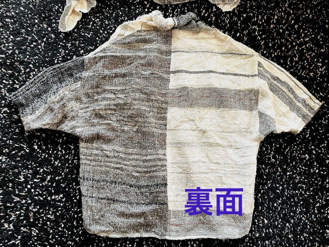 ◆裂き織り 羽織り&ストール セット 白ベージュ系 薄手軽量 大きめ◆