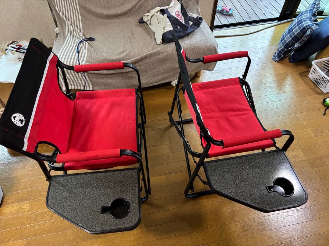 Coleman デッキチェアST 2脚セット サイドテーブル付き