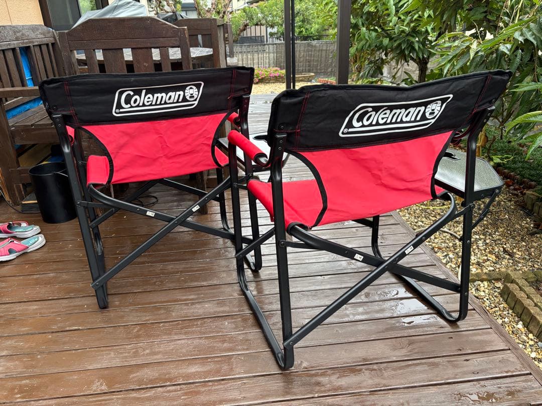 Coleman デッキチェアST 2脚セット サイドテーブル付き