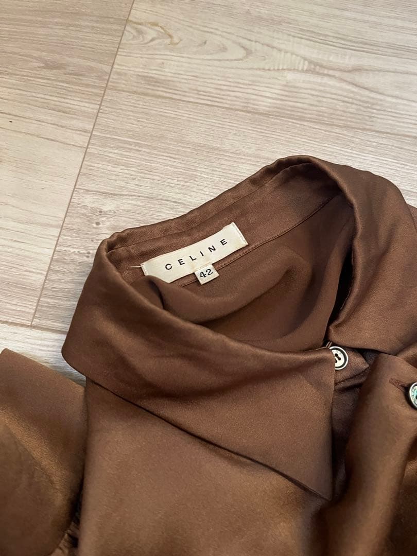 vintage CELINE silk shirt blouse 42 セリーヌ