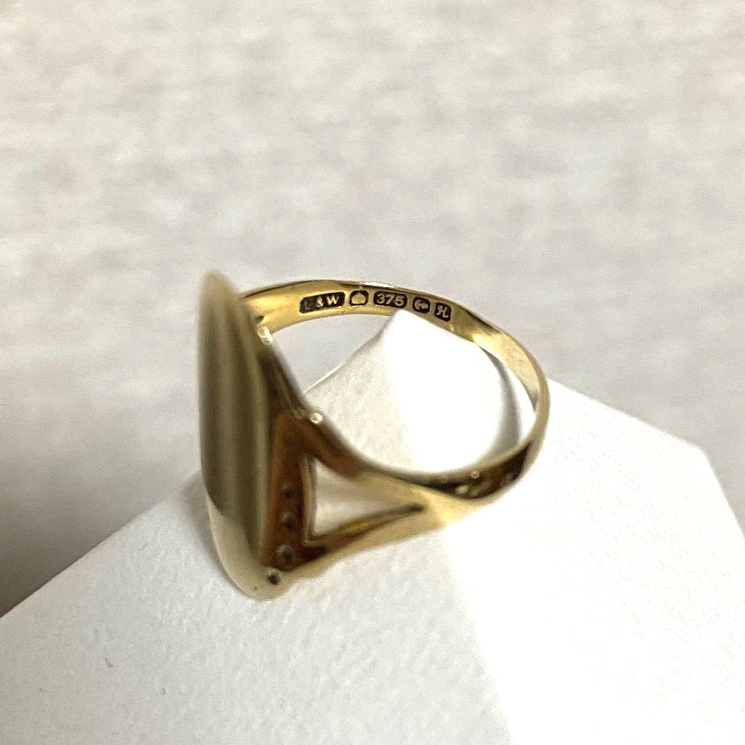 CHIROL VINTAGE 9Kゴールド オーバル シグネットリング #6