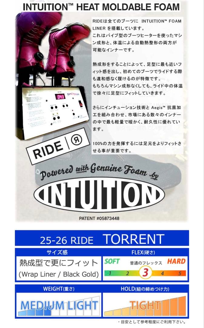 【新品同様】RIDE TORRENT 28cm 25-26 最高峰