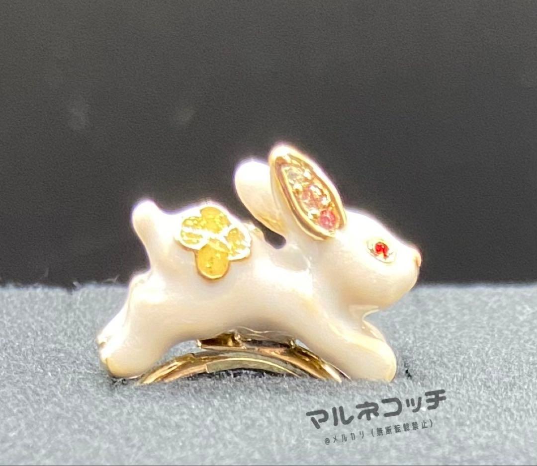 アナスイ　真珠と雪うさぎ　ダブルリング　ウサギ　うさぎ　リング