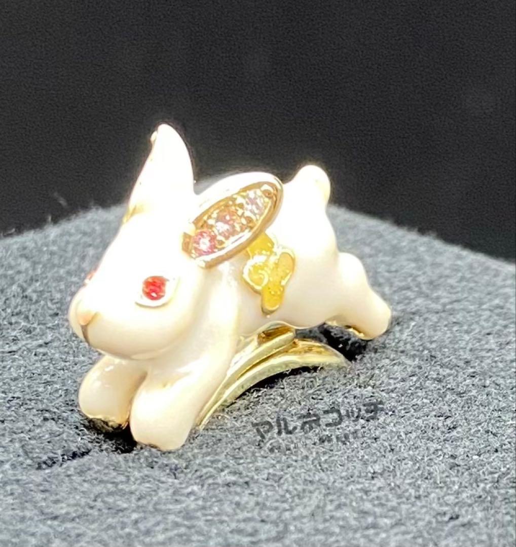 アナスイ　真珠と雪うさぎ　ダブルリング　ウサギ　うさぎ　リング