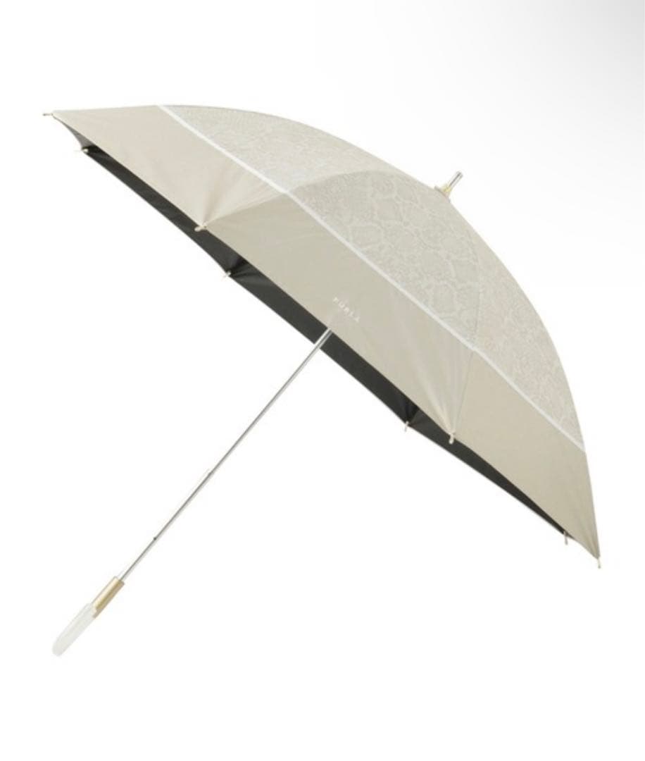 2024 FURLA フルラ 傘 晴雨兼用日傘雨傘 パイソン柄 ベージュ