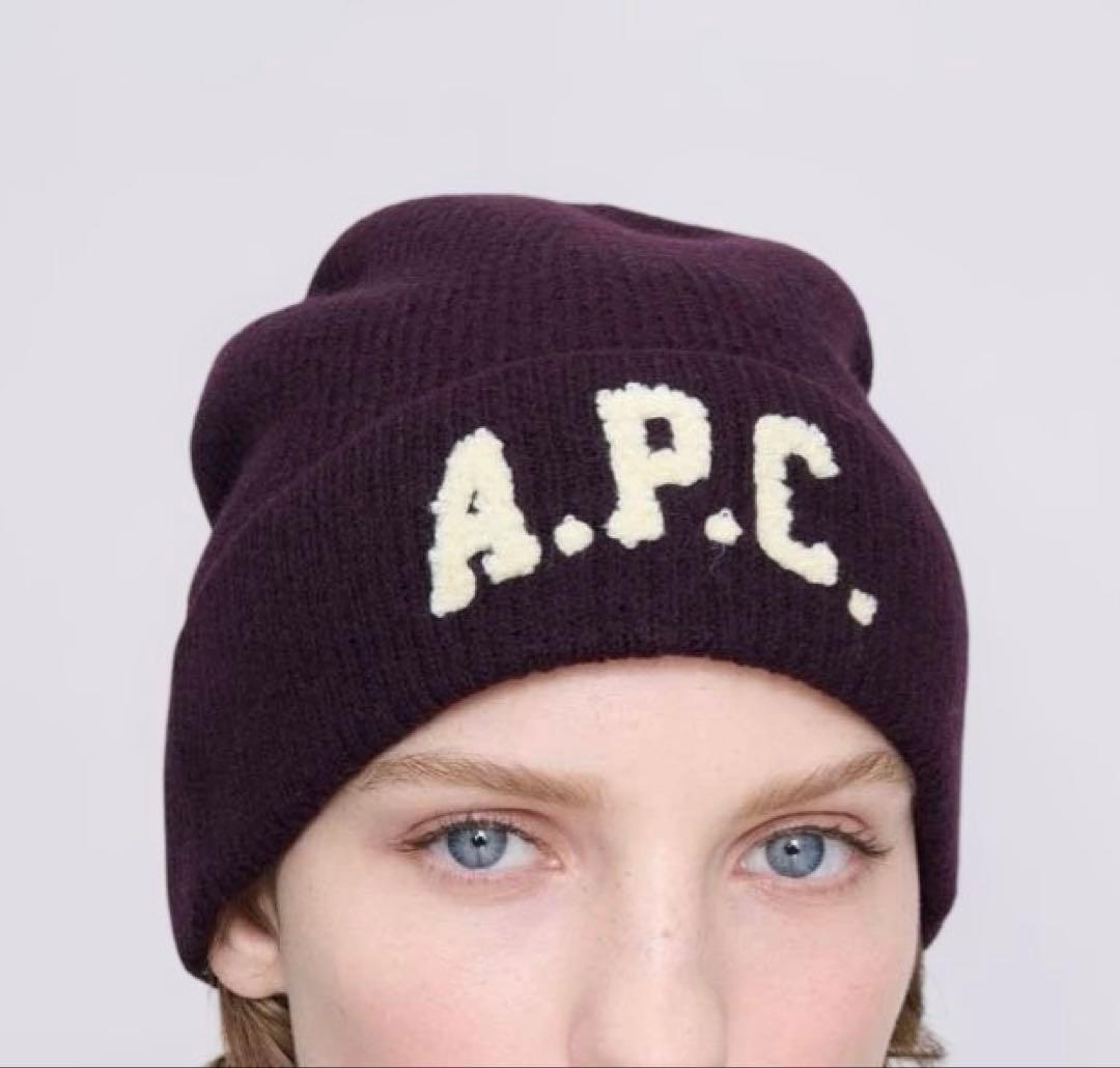 【新品】A.P.C.ロゴ入りユニセックスウールニットキャップ