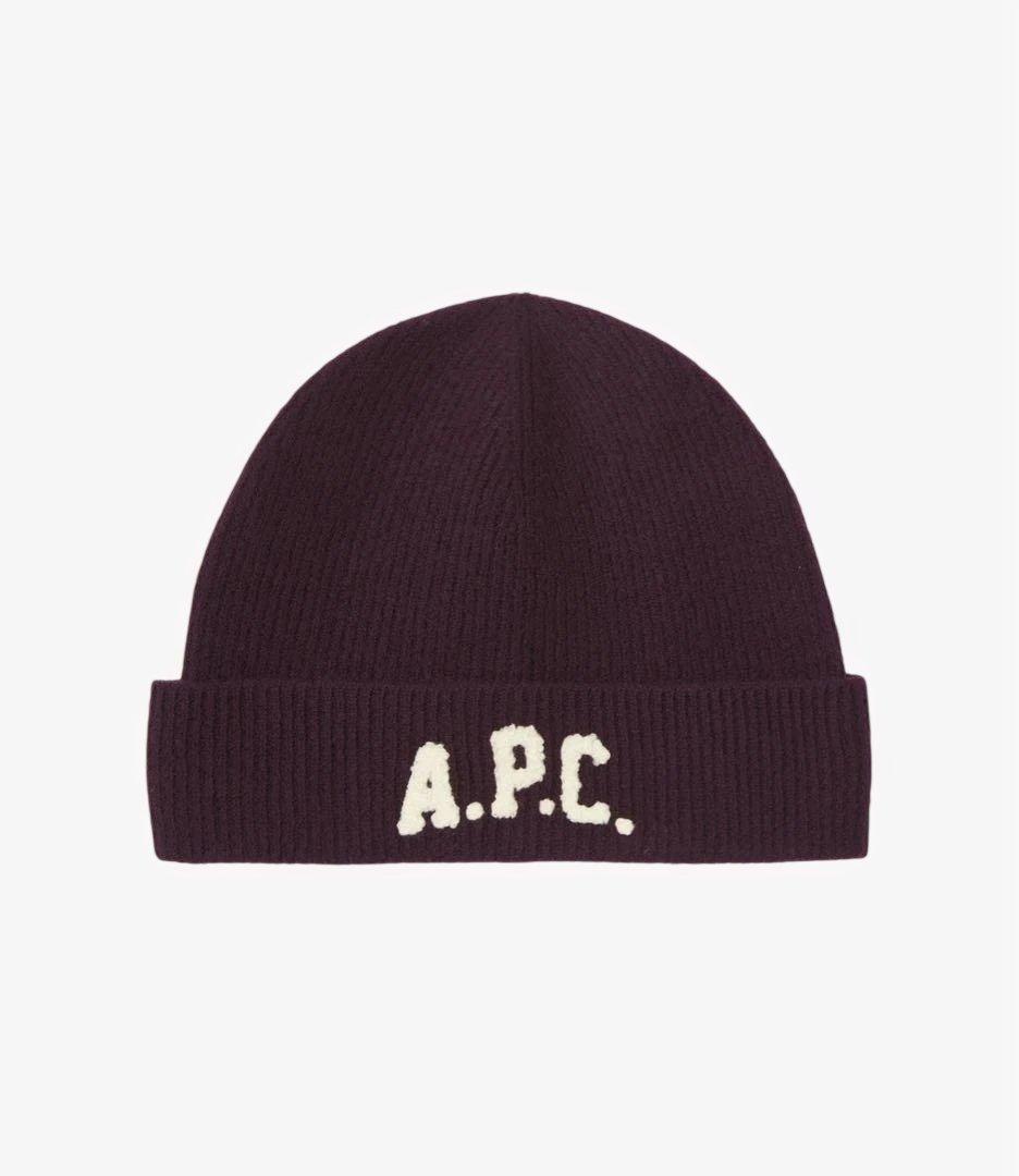 【新品】A.P.C.ロゴ入りユニセックスウールニットキャップ