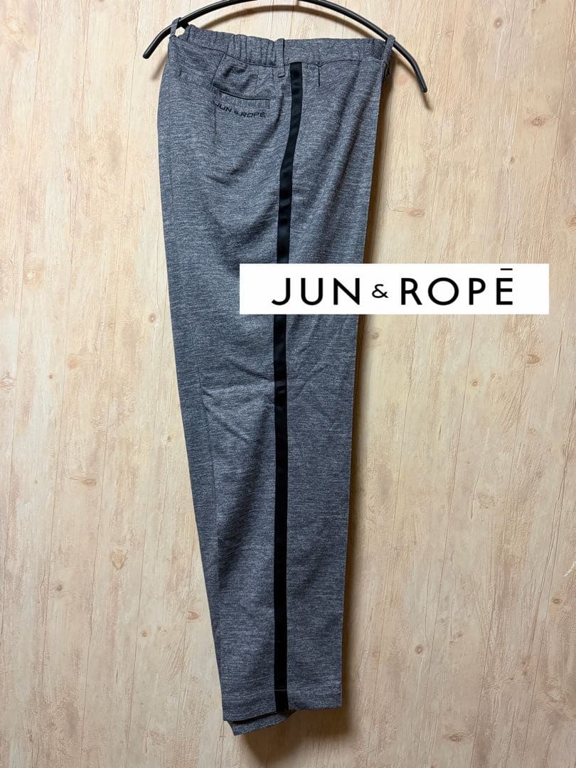 【美品】ジュンアンドロペ ゴルフパンツ M グレー サイドライン ストレッチ
