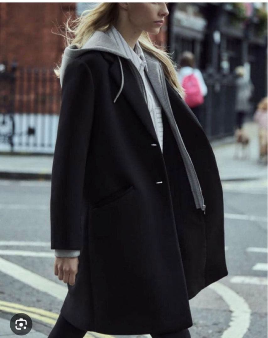 極美品✨ZARA デタッチャブルフード コントラストコート　S