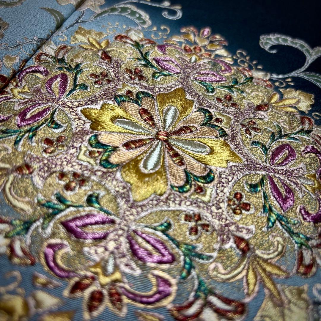 かりん　着物リメイクワンピース　黒留袖ドレス　刺繍　正倉院　Vネック　逸品