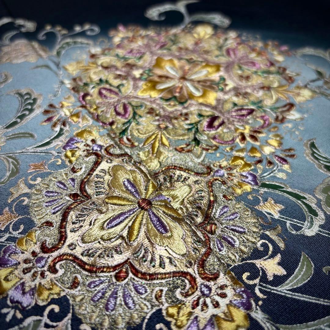 かりん　着物リメイクワンピース　黒留袖ドレス　刺繍　正倉院　Vネック　逸品