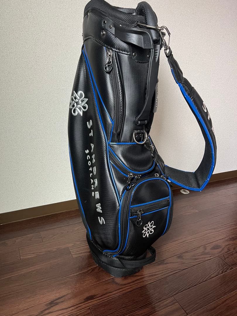 ST ANDREWS キャディバッグ ブラック/ブルー 収納サブバック付き