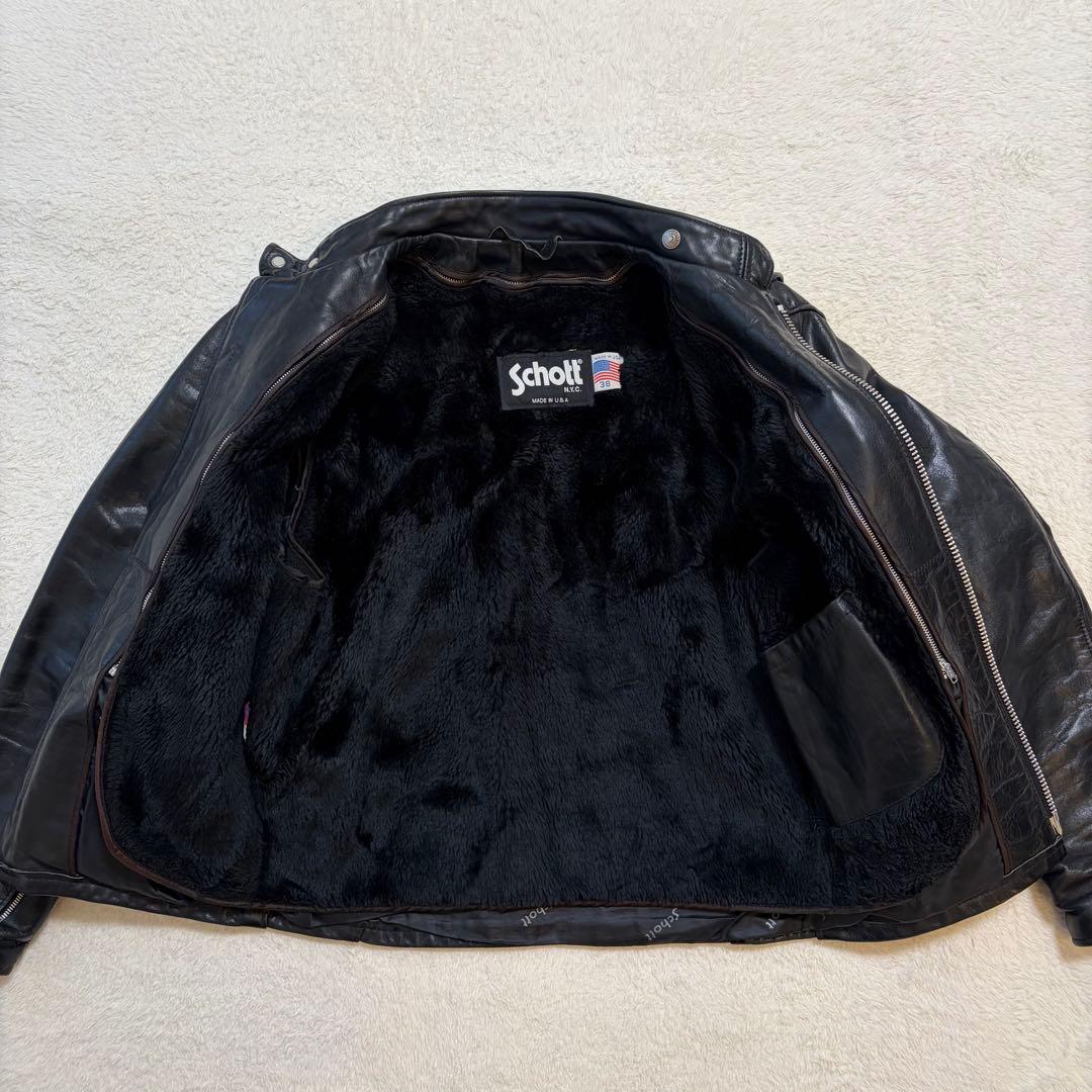 良品　SCHOTT 141 シングルライダース レザージャケット USA製　38