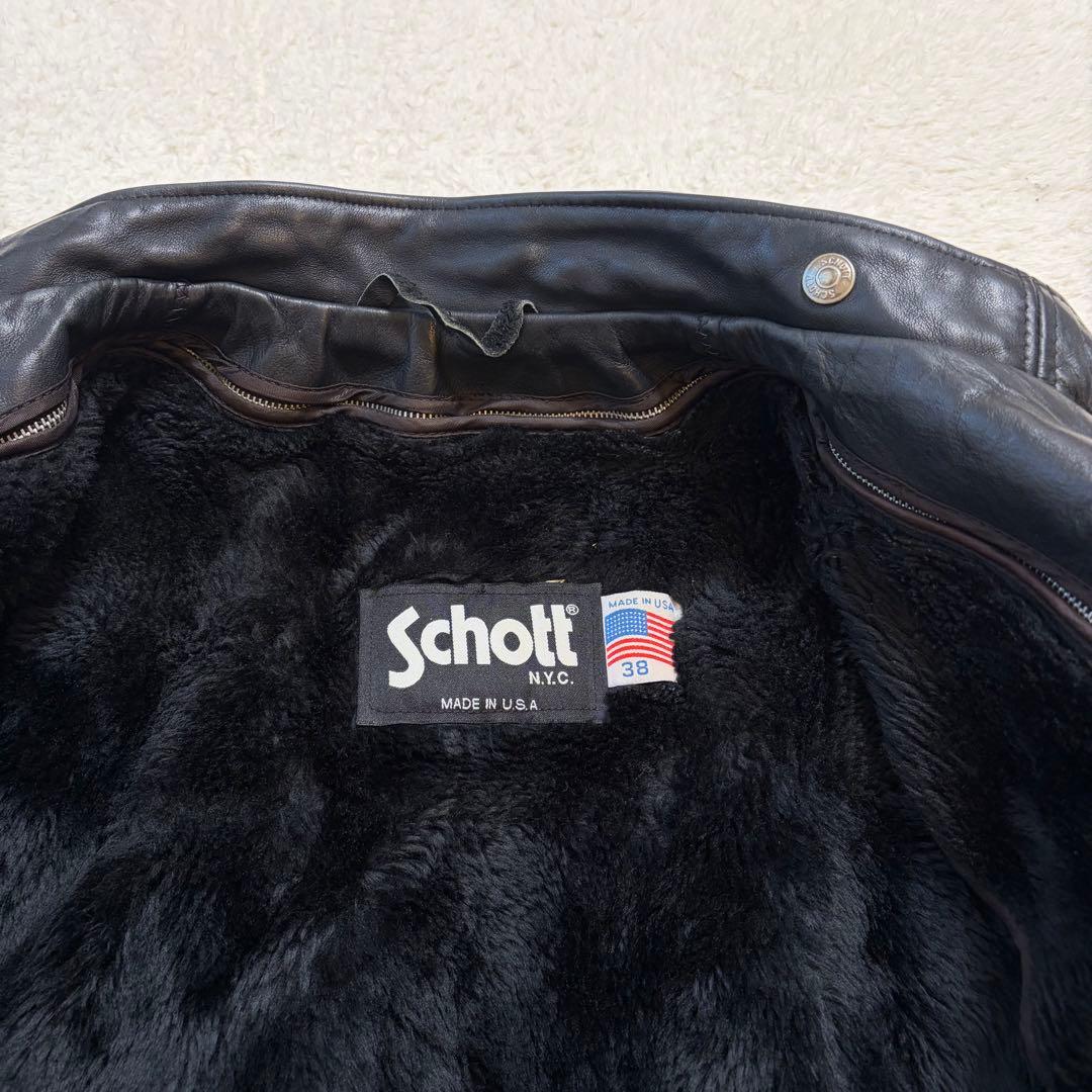 良品　SCHOTT 141 シングルライダース レザージャケット USA製　38
