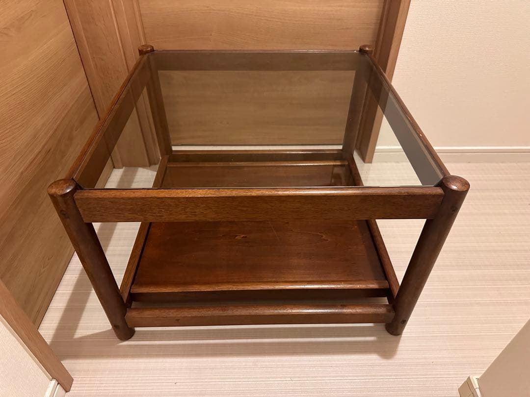 アメリカン ビンテージ 木製ガラス天板テーブル ミッドセンチュリー