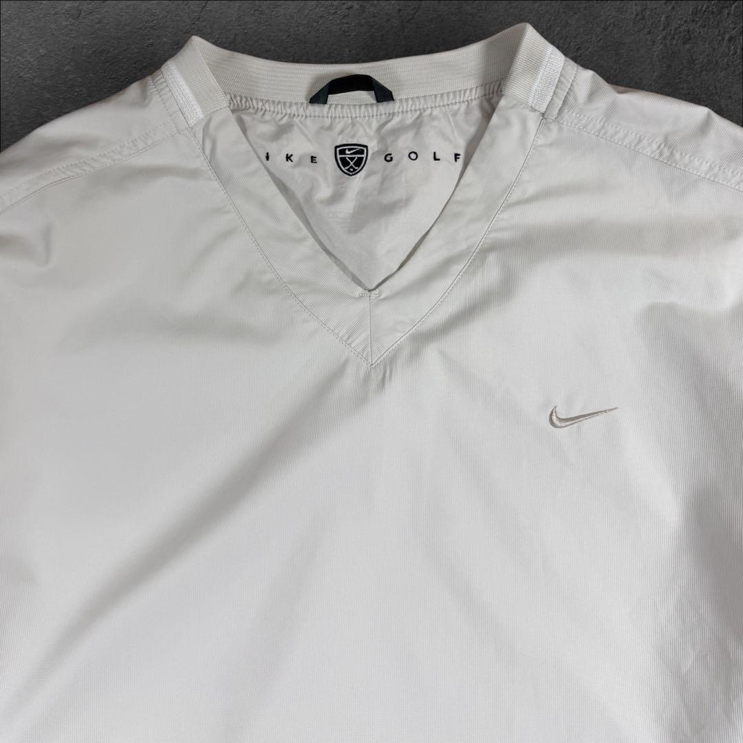 00s NIKE ナイロン プルオーバー ピステ ベージュ L 刺繍 Y2K
