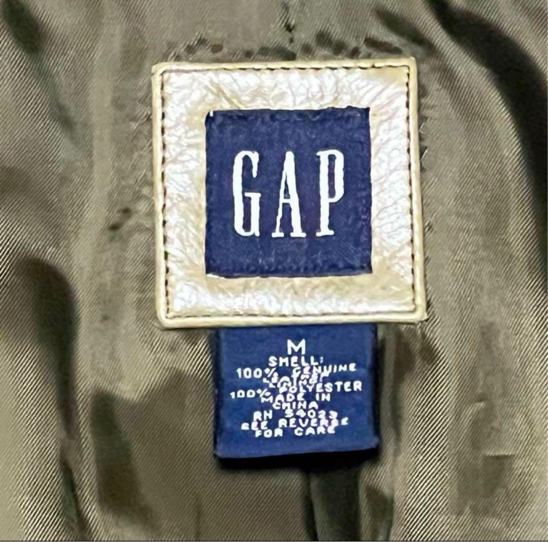 GAP オールドギャップ　レザーテーラードジャケット　希少色　オリーブ　M