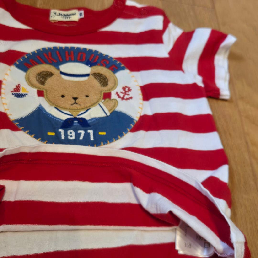 MIKIHOUSE ストライプ Tシャツ 90　ベア　マリン　未使用